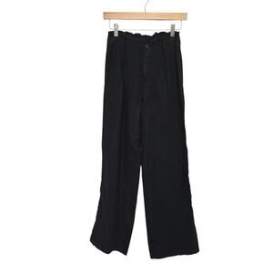 Bella‎ Dahl Black Sport Stripe Linen Wide Leg Pull On Pants Women's Size 26